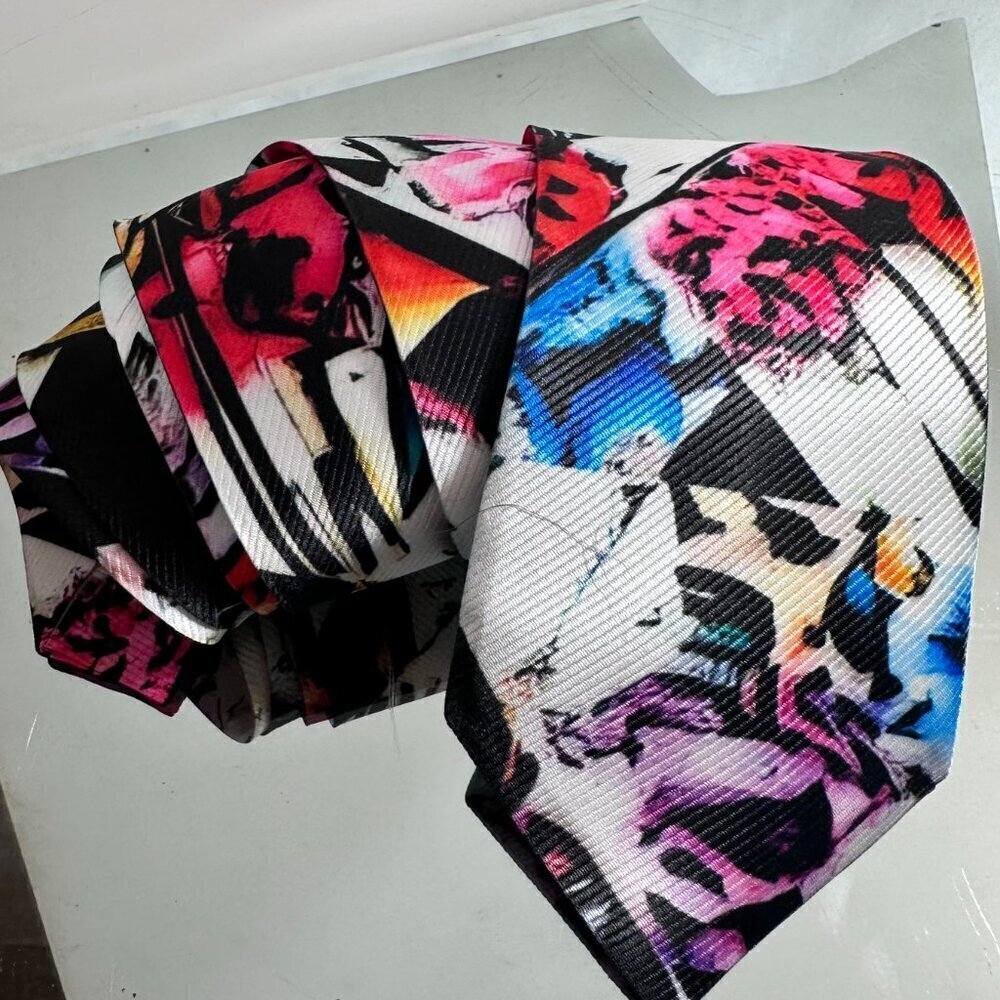 Floral Baroque Abstract Designer Menswear Tie Necktie Pink Black Lavender Rococo - Picture 7 of 9